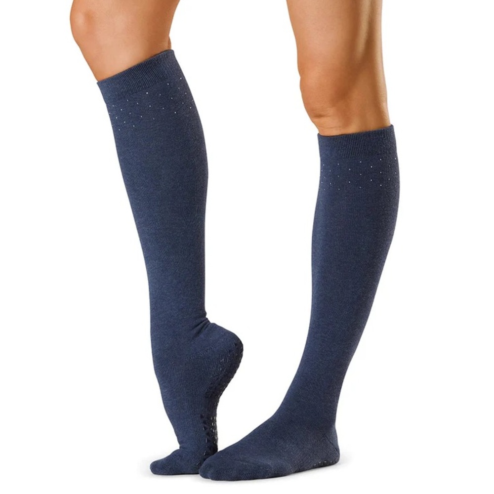 TAVI Jane Knee High Serenity Grip Socks Size M Organic Cotton with Rhinestones